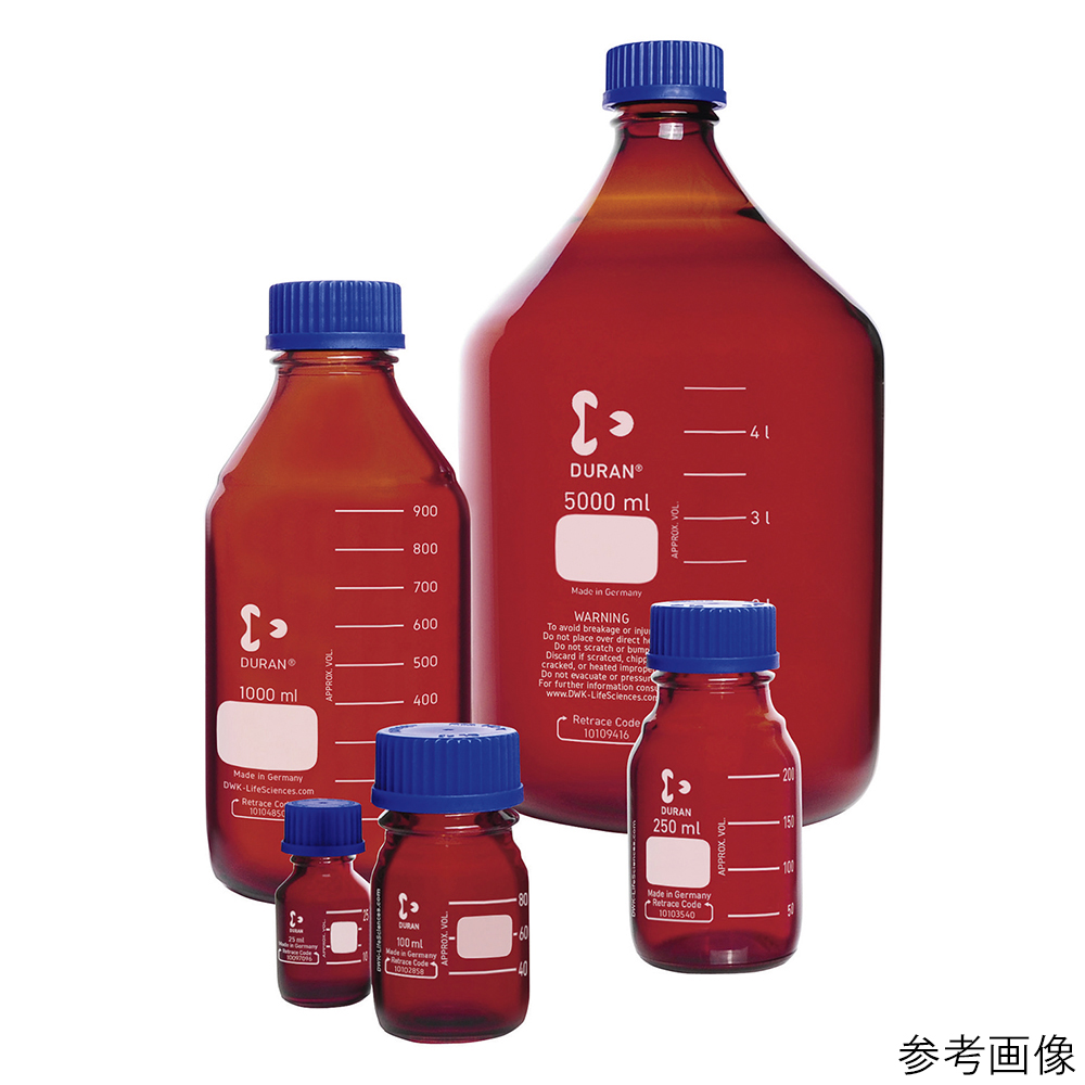 DURAN ねじ口びん 褐色 青キャップ付 150mL GL-45