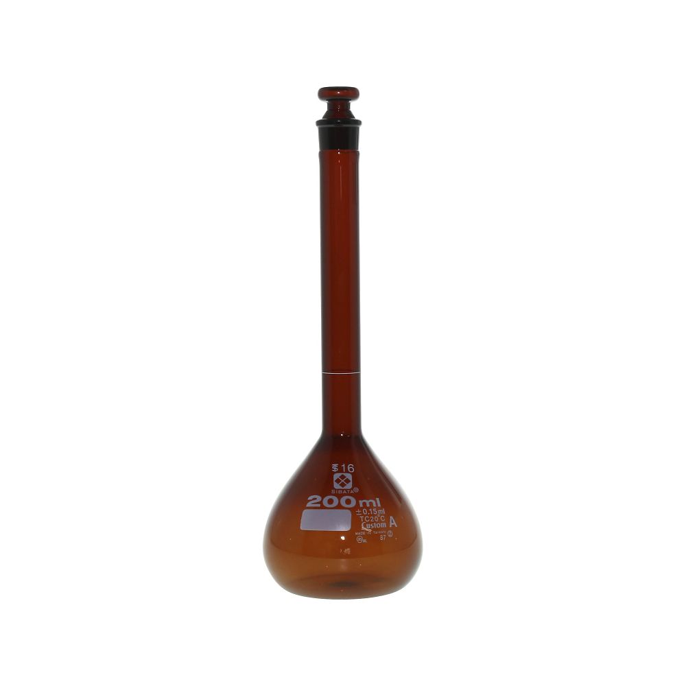 メスフラスコ (全量フラスコ・カスタムA) 茶 200mL