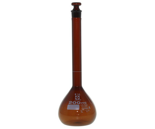 メスフラスコ 茶 200mL カスタムA JCSS校正付(1個)