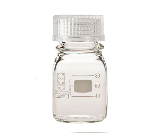 DURAN ねじ口びん 透明キャップ付 100mL GL-45