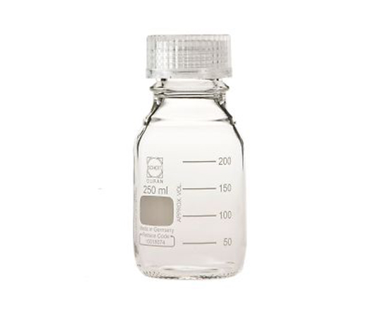 DURAN ねじ口びん 透明キャップ付 250mL GL-45
