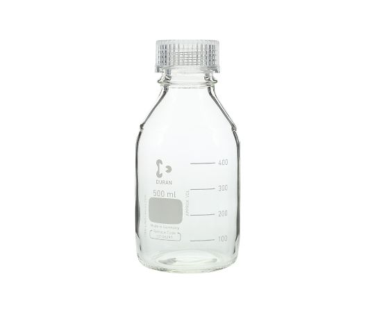 DURAN ねじ口びん 透明キャップ付 500mL GL-45