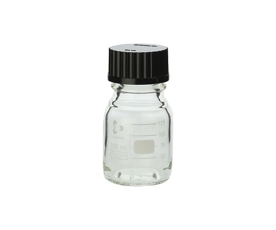 DURAN ねじ口びん 黒キャップ付 150mL GL-45