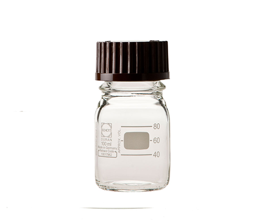 DURAN ねじ口びん 赤キャップ付 100mL GL-45