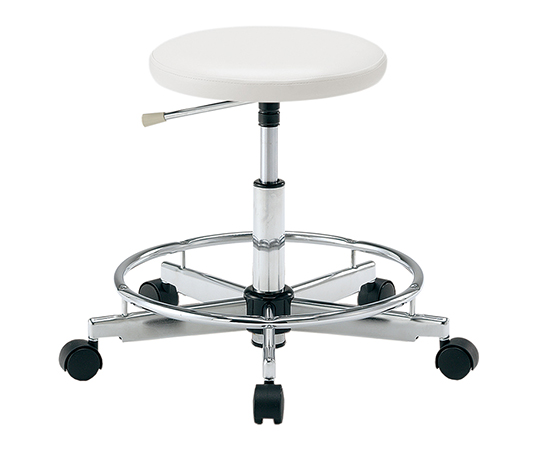 クリーンカラフルラウンドチェア(クラス100対応) 足掛リング有り ホワイト LRC-WR