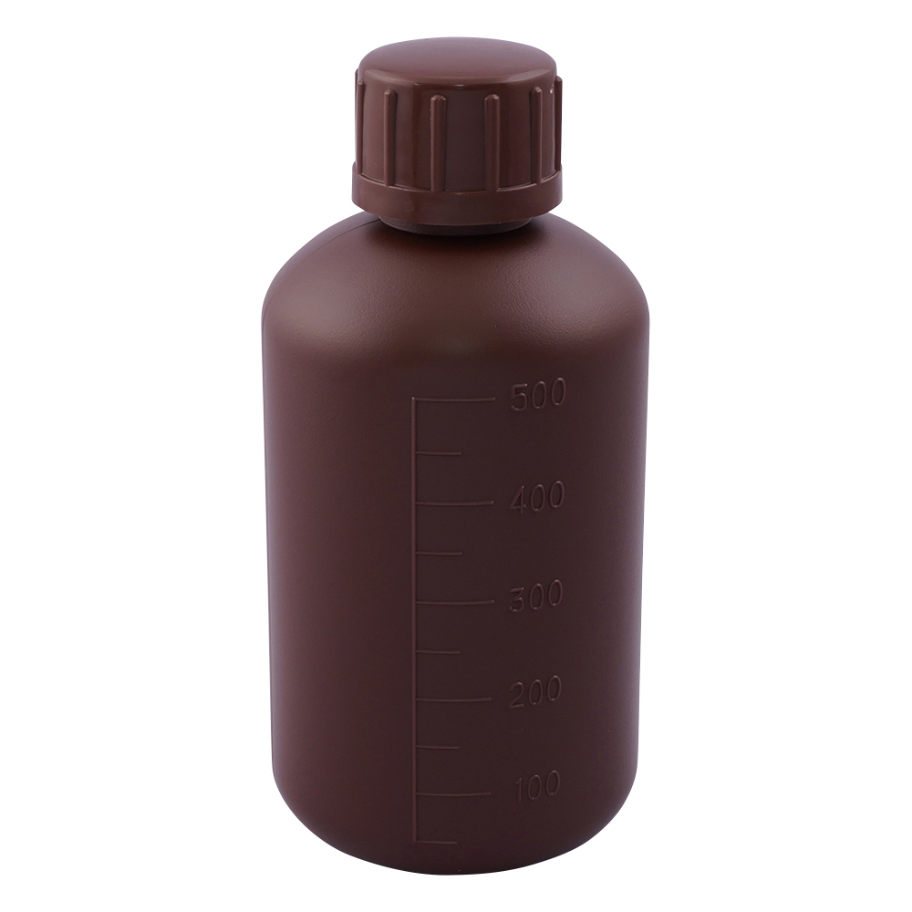 2-5076-03-77 細口丸型遮光瓶SCC(茶)500mL(2個×5袋) アズワン(AS ONE)