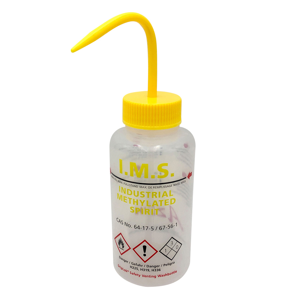 薬品標識広口洗浄瓶 (Azlon) 500mL 工業用アルコール WGW540VTML