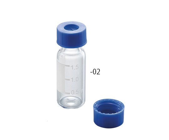 3-6159-22 低溶出広口スクリューキャップバイアル 透明バイアル+スリット有セプタム付き青キャップ(100個) PROQUALITA