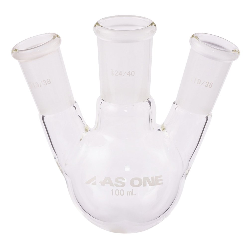 3-6523-01 三つ口フラスコ 100mL 側管摺合 19/38 FG3-012440-2 アズワン(AS ONE)