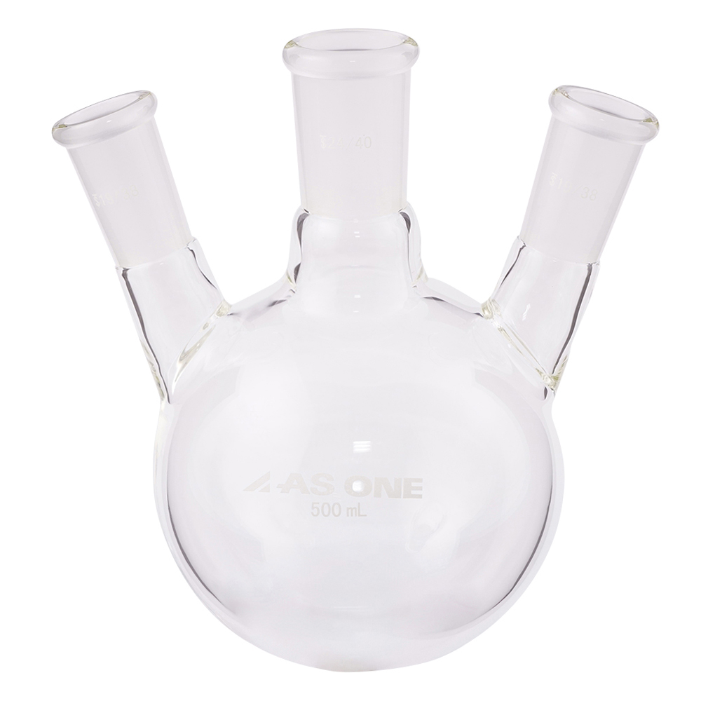 三つ口フラスコ 500mL 側管摺合 19/38 FG3-052440-2