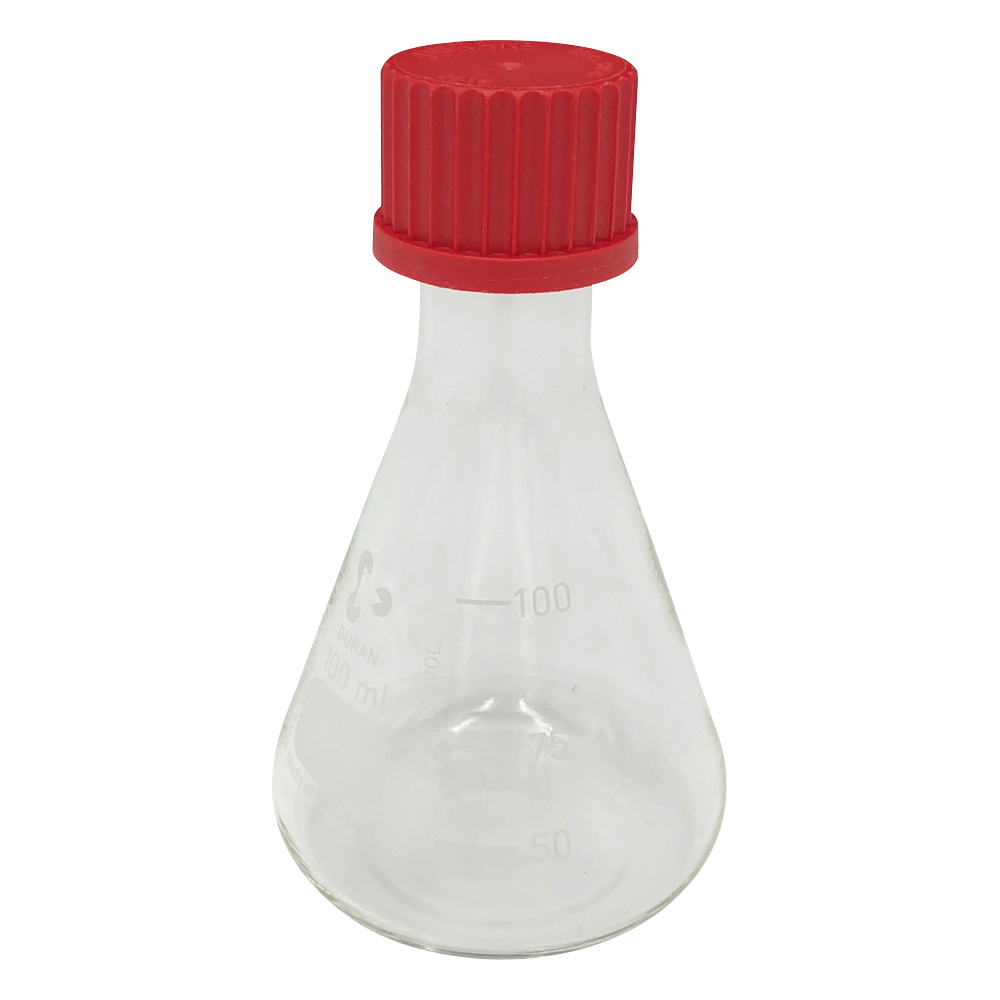 ネジ口三角フラスコ 100mL PBTキャップ(GL25) 218032451