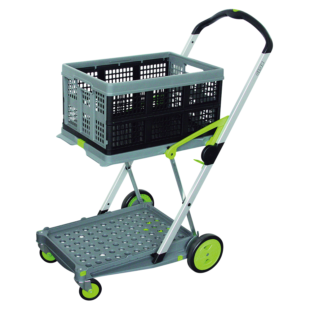 3-8191-01 折り畳みコンテナ付き2段台車(Clax Mobil Trolley)