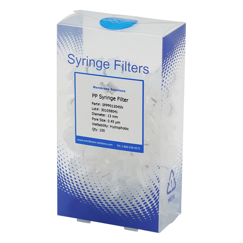 シリンジフィルター(疎水性)PP φ13mm/φ0.45μm PP013045(100個)