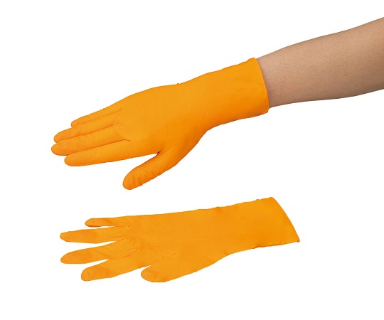 【受注停止】4-1060-02 耐薬手袋 ORANGE NITRILE M(90枚) アズワン(AS ONE)