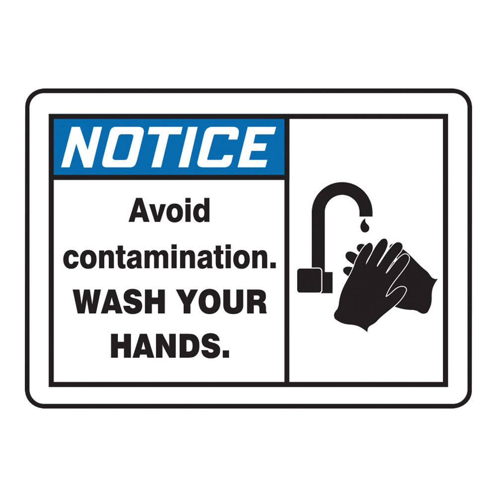 4-4747-12 警告・注意喚起ラベル(英字)Avoid Contamination, Wash Your Hands Accuform