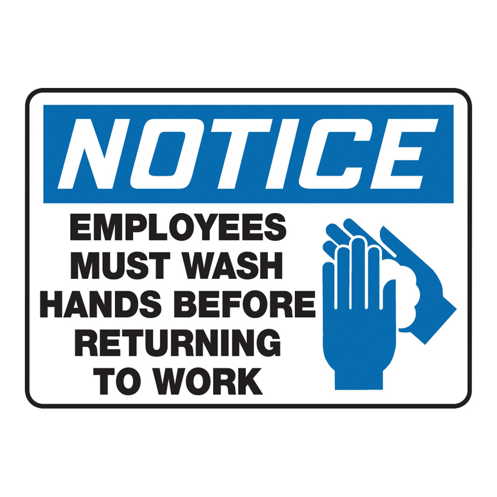 警告・注意喚起ラベル(英字)Employees Must Wash Hands Before Returning To Work