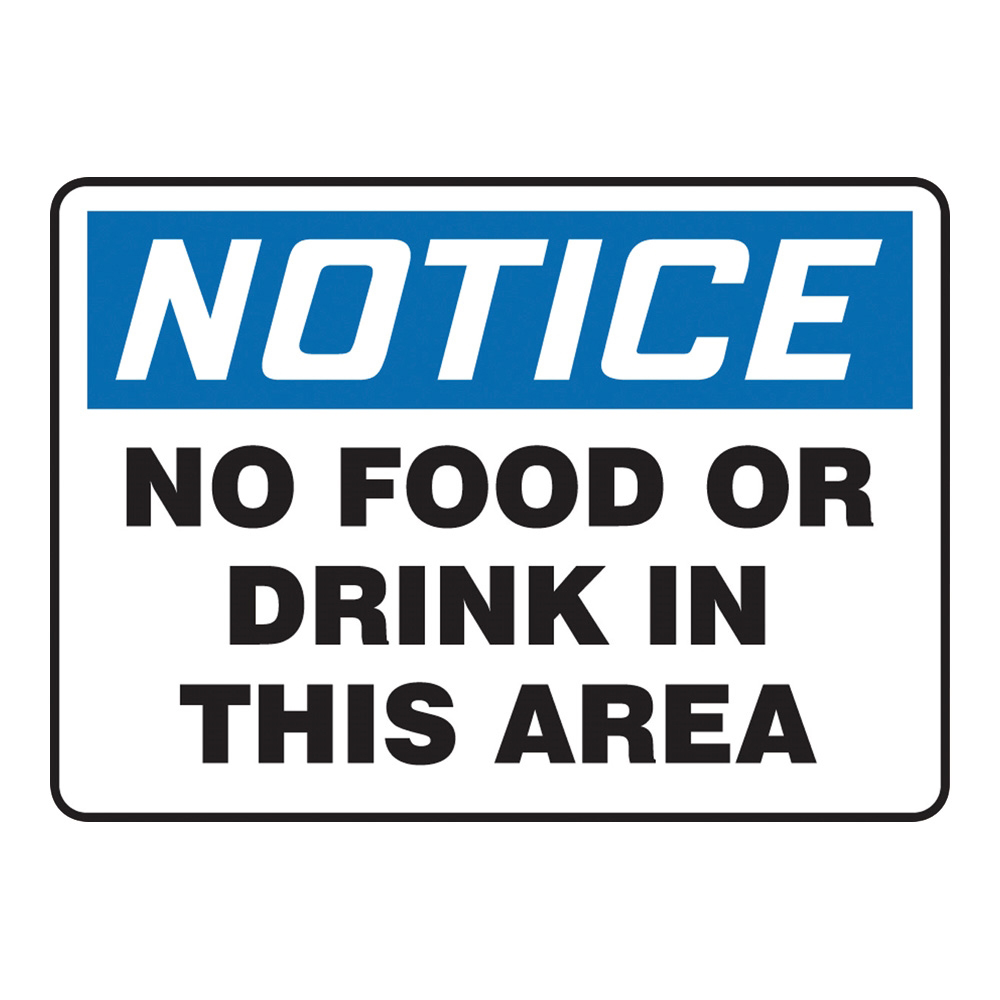 警告・注意喚起ラベル(英字)No Food Or Drink In This Area