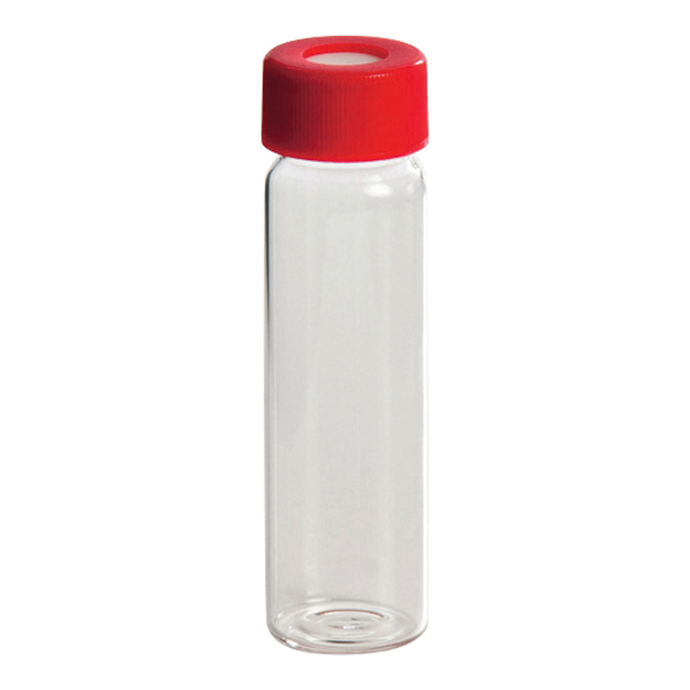 TOCバイアル瓶 未洗浄 透明バイアル+赤キャップ(セプタム付)(72本)