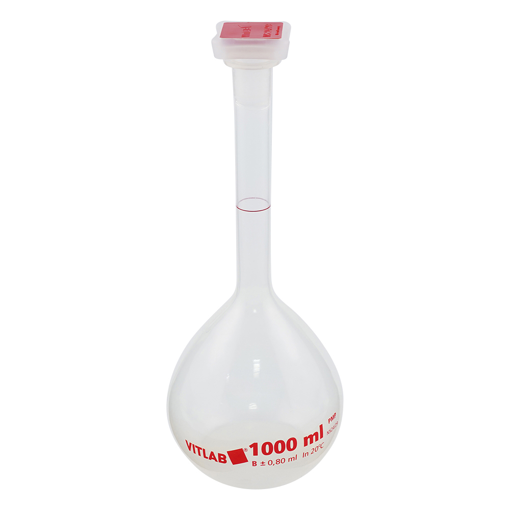 EMユーロPMPメスフラスコ(PP栓付き) 1000mL 67695