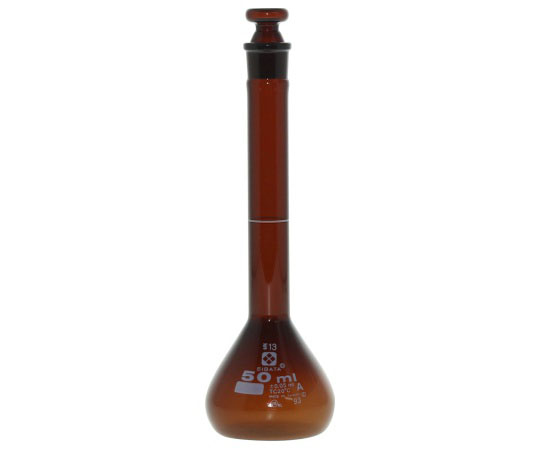 メスフラスコ 茶 50mL スーパーグレード JCSS校正付 020070-50(1個)