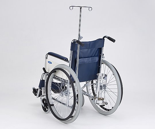 車椅子 (自走式/スチール製/エアータイヤ/ボンベ架・伸縮式ガードル棒付き) AND-1-BSG