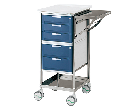 ナビスメイト・トレイワゴン 補助天板付き 5段BOX ブルー 5段BOX ブルー