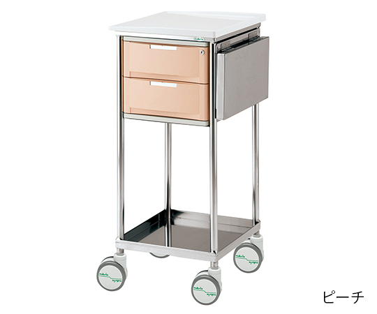 ナビスメイト・トレイワゴン 補助天板付き 2段BOX ピーチ 2段BOX ピーチ