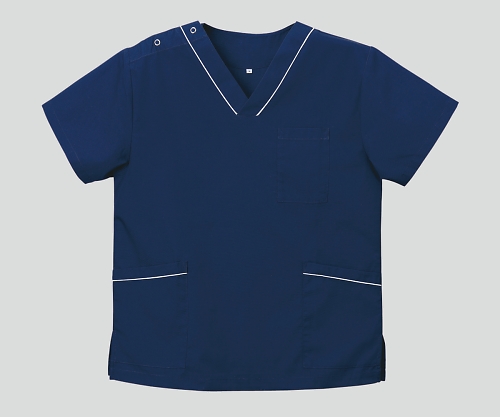 8-6758-04 ウェア スクラブ(右肩ドットボタン留め/両脇スリット)インディゴフレッシュ/L DS-2001 ディーフェイズ