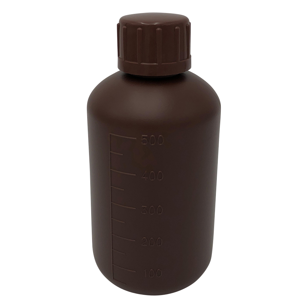 10-3103-55 標準規格瓶 丸型細口 遮光 500mL(茶) セットなし ニッコー・ハンセン