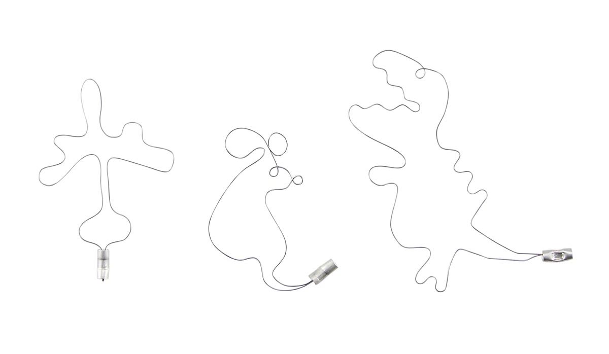3-114-0201 形状記憶合金 3種(飛行機・ねずみ・恐竜)（3個） ケニス（Kenis）