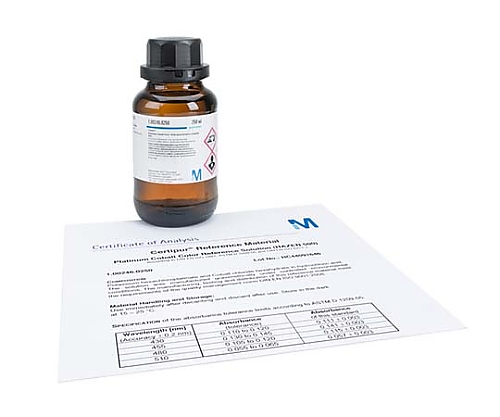 コバルト白金色参照液DINENISO7887およびASTMD1209準拠Pt500mg/Lサーティピュア100246250ML1.00246.0250 1.00246.0250(1個)