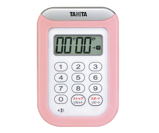 61-3445-23 デジタルタイマー 丸洗いタイマー100分計 ピンク TD-378 TD-378(1個)