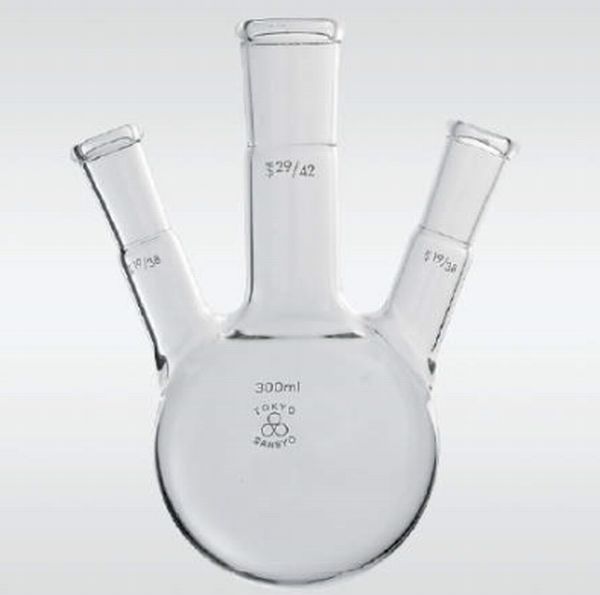 透明摺合せ三ッ口フラスコ 82-4014