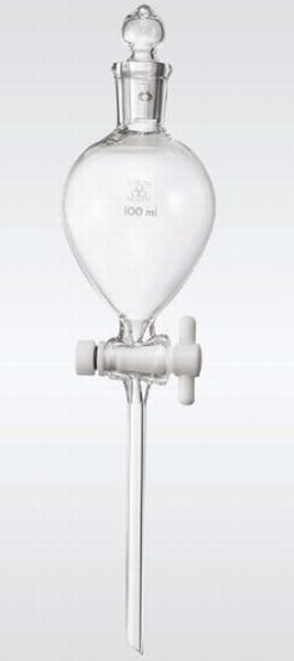 分液ロート球型(透明摺合せ玉栓/PTFEコック) 82-4352