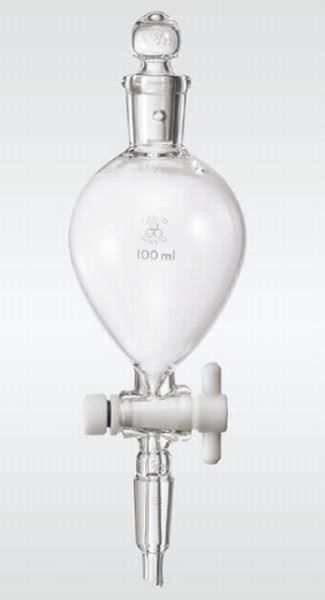 透明摺合せ分液ロート球型(PTFEコック) 82-4443