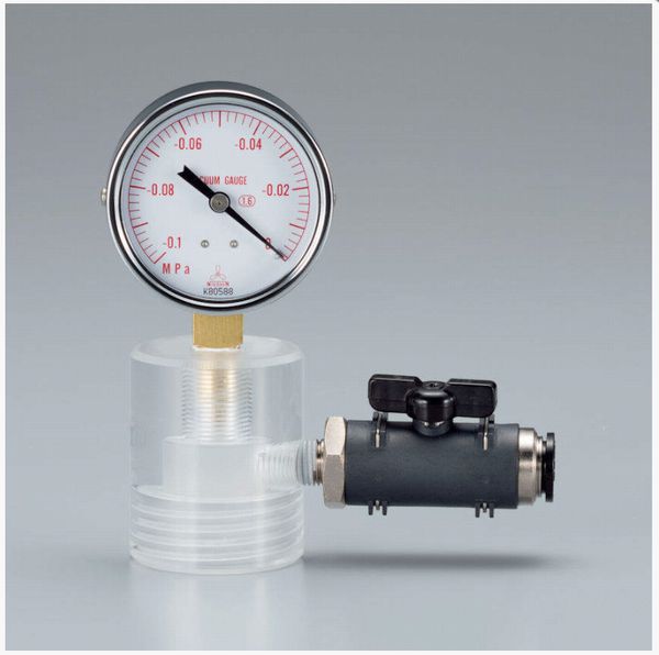 ガラス上口デシケーター用コック付真空計 85-5154