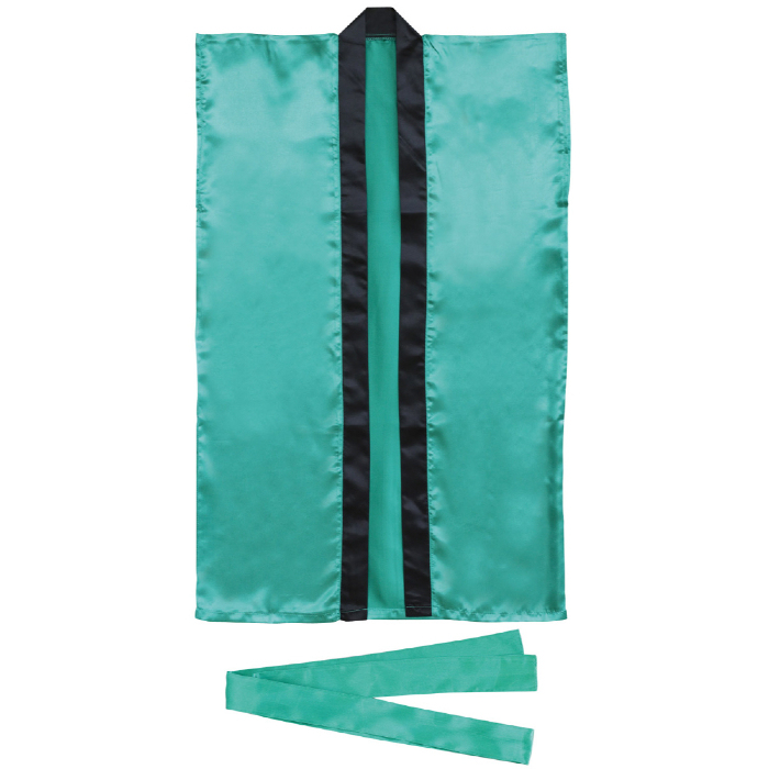 サテンロングハッピ 緑 L(ハチマキ付) 1150