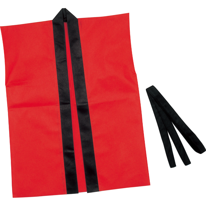 カラー不織布ハッピ子供用袖無 S 赤 4106