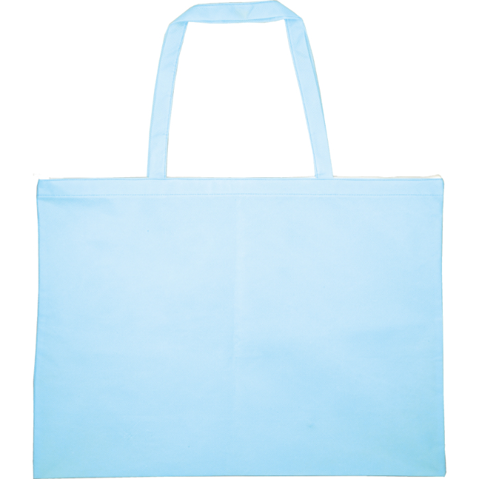 作品バック不織布製大 水色(チャック付) 11378