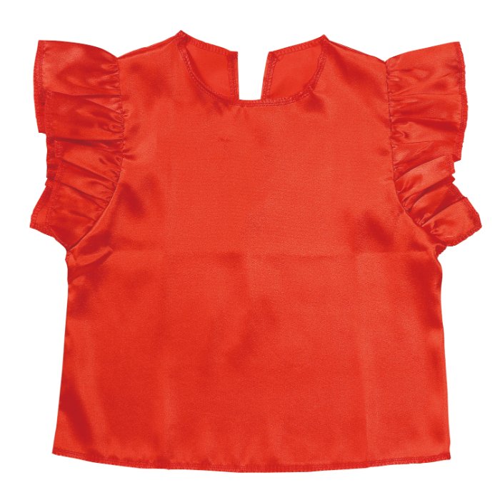 ソフトサテン フリフリシャツ 赤 15066