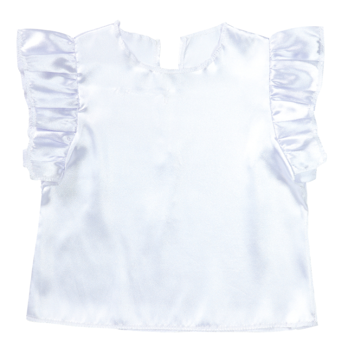 ソフトサテン フリフリシャツ 白 15068