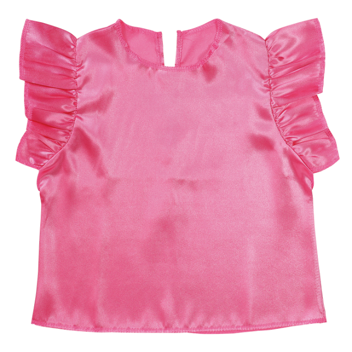 ソフトサテン フリフリシャツ 桃 15069