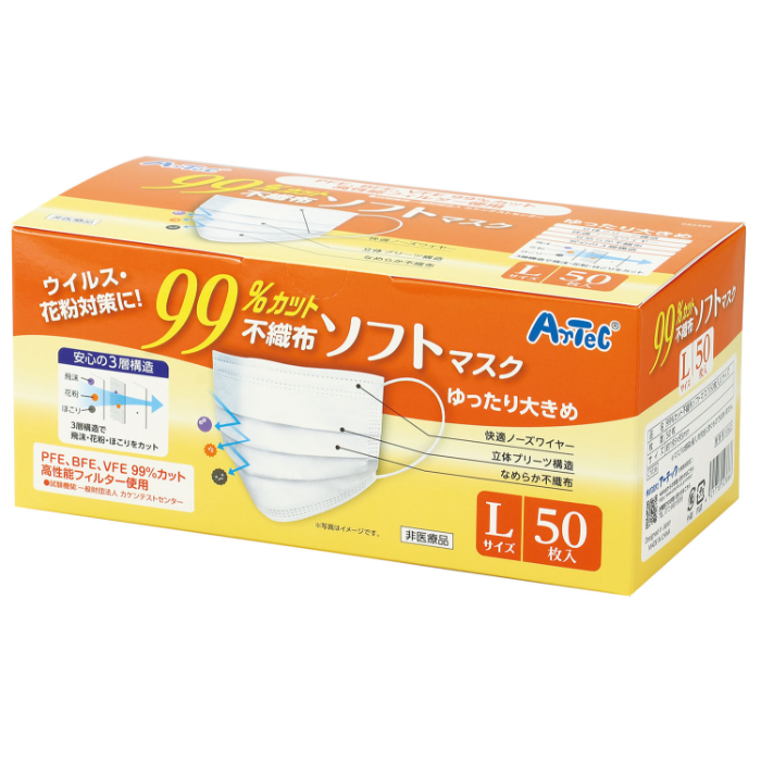 99%カット不織布ソフトマスクLサイズ 52386(50枚)