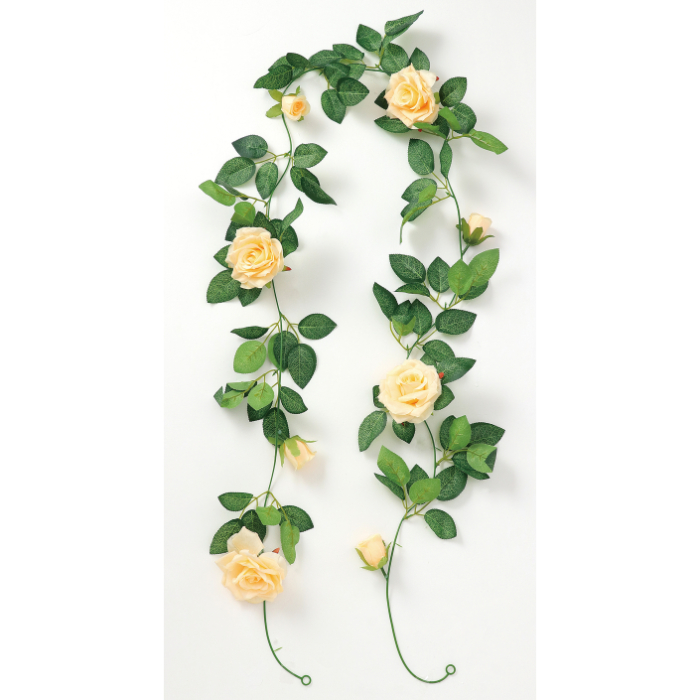 フェイクグリーン ガーランド バラ オレンジ 75217