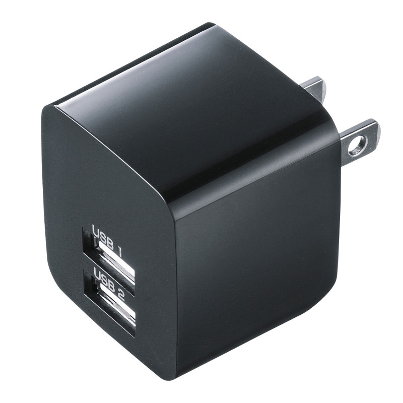 USB充電器(2ポート・合計2.4A・ブラック) ACA-IP44BK