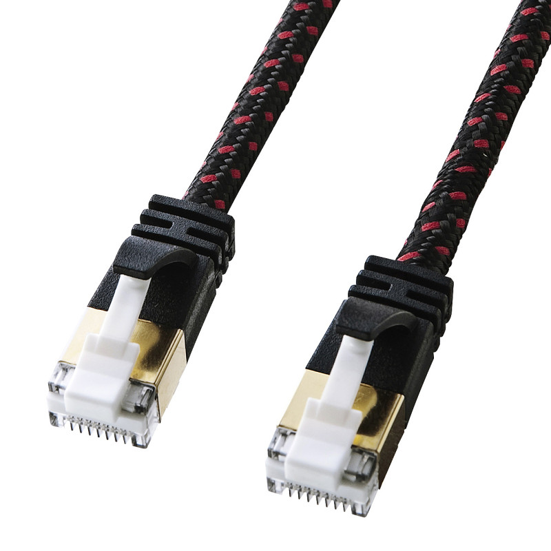 つめ折れ防止カテゴリ7細径メッシュLANケーブル KB-T7ME-005BKR