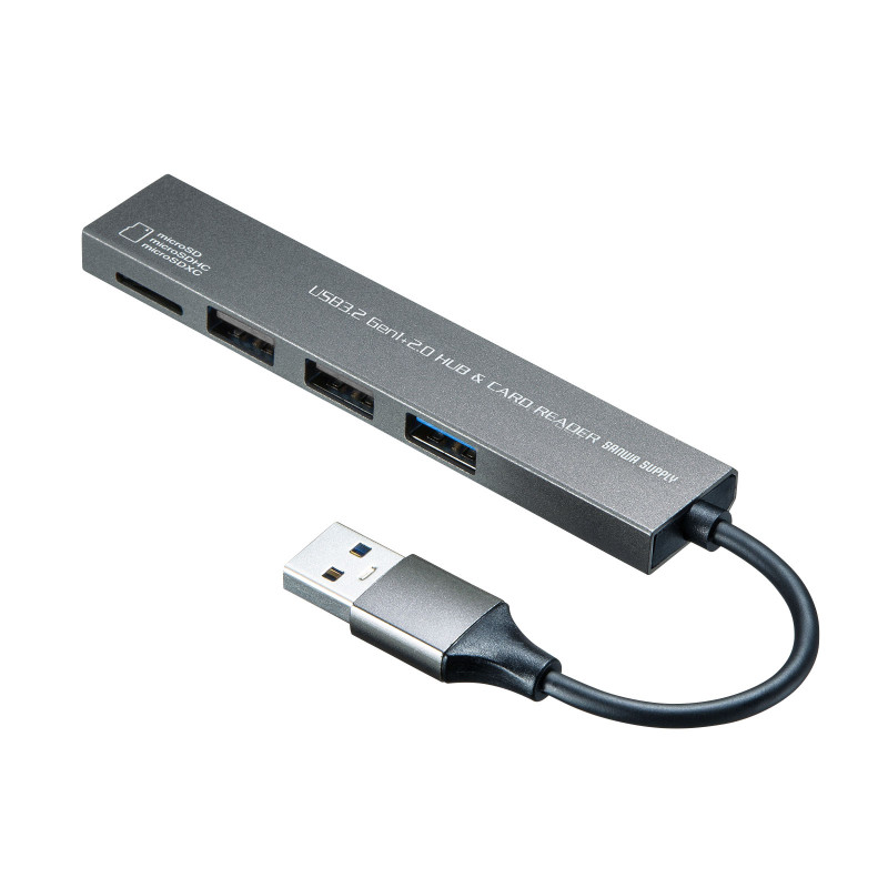 USB 3.2 Gen1+USB2.0 コンボ スリムハブ(カードリーダー付き) USB-3HC319S