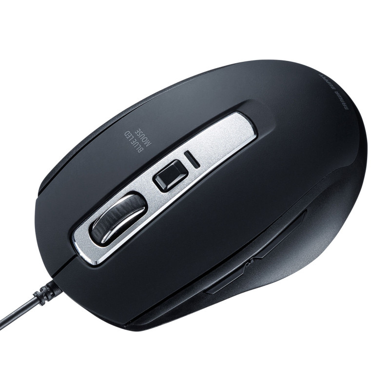 静音有線ブルーLEDマウス(5ボタン) MA-BL163BK