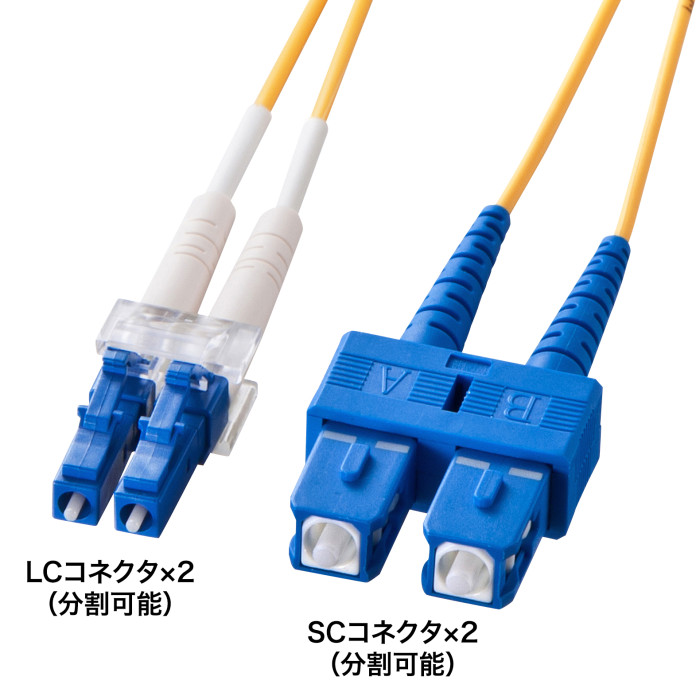 メガネ型光ファイバケーブル(シングル8.6μm、LC×2-SC×2、10m) HKB-LCSC1-10N