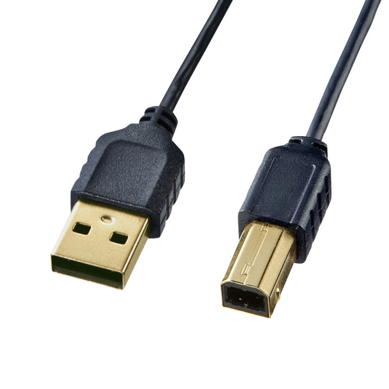 極細USBケーブル (USB2.0 A-Bタイプ) KU20-SL20BKK